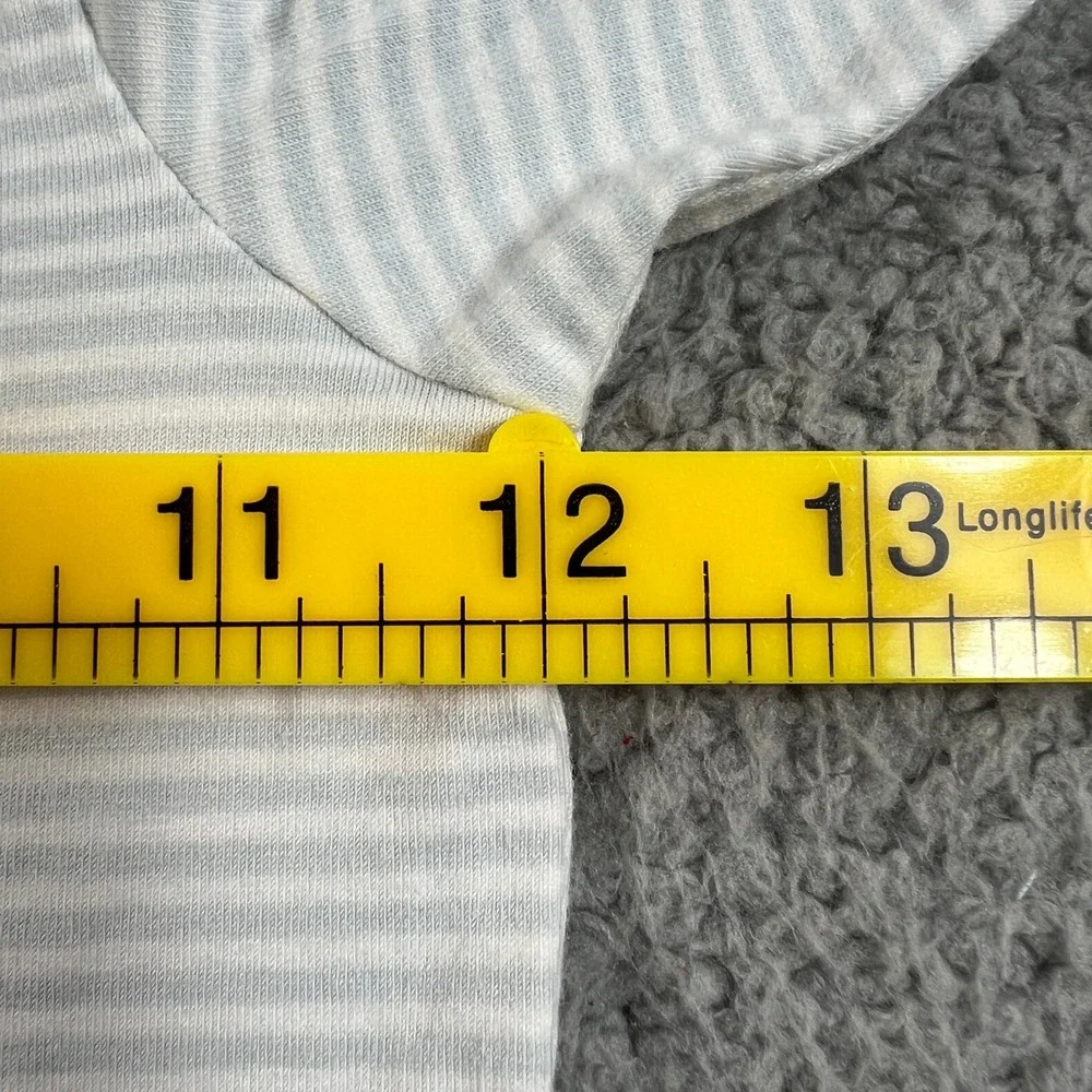 Ralph Lauren Striped T-Shirt‎ Girls 3T Light Blue White Lettuce Trim Logo Tee
